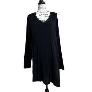 Soft Surroundings Women's Size 2X Tunic Lagenlook Black Long Sleeve V-Neck